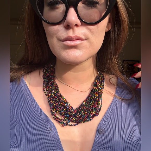 Vintage Jewelry - 70s Vintage Multi Strand Beaded Necklace Boho